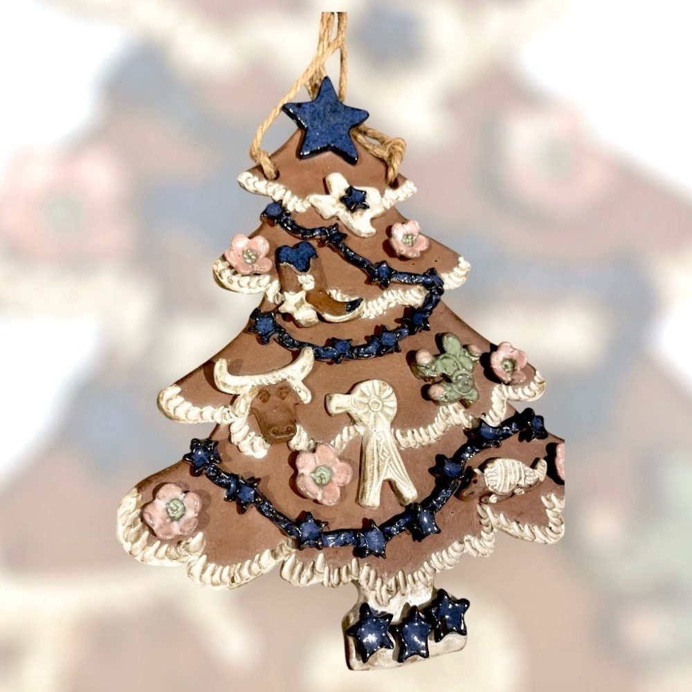 Unique McTee Clay  Large 9.5” Texas Themed Christmas Tree Ornament or Wall Decor - Picture 6 of 6